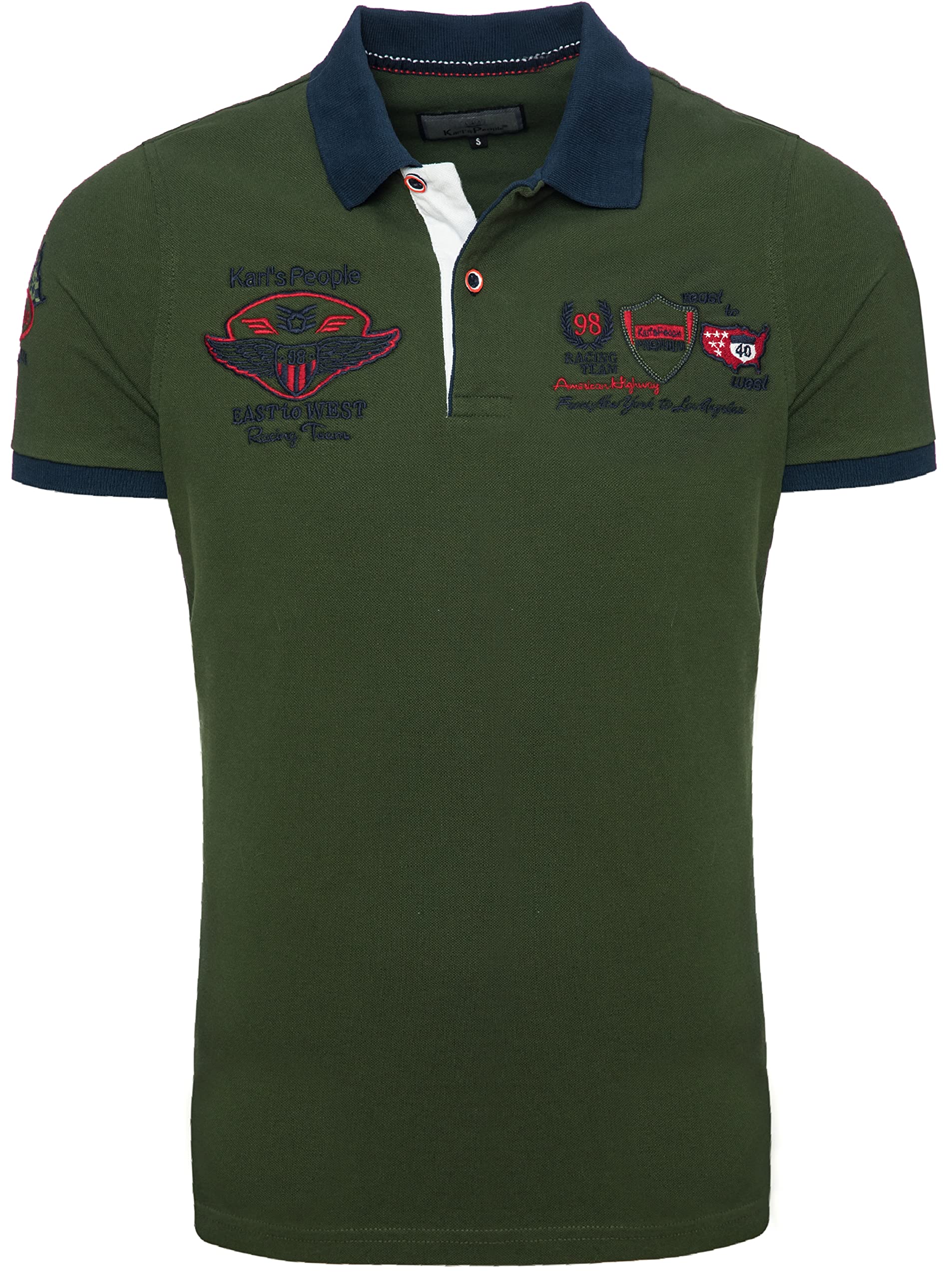 Karl´s People Kurzarm Poloshirt für Herren 100% Baumwolle by CARISMA • Herren Polo Shirt mit Stickerei • Angenehmes Regular Fit Shirt für Büro und Freizeit K-103 L, Khaki