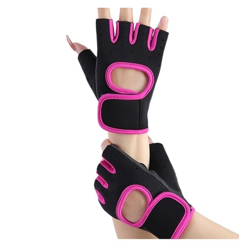 LYHYDMA Fitness-Handschuhe Halbfinger-Sporthandschuhe, Gewichtheben, Fitness-Handschuhe, Outdoor-Sport, Radfahren, atmungsaktiv, Stoßdämpfung, Workout-Gymnastikhandschuhe(Purple red,M)