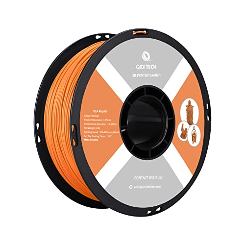 QIDI TECH PLA Filament 1.75mm, 3D Printer Filament Bundle, 1 KG Spool (2.2lbs), 3D Printing Filament Fit Most FDM 3D Printers, Orange