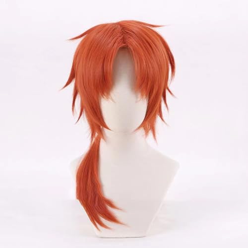 WCCNKK Anime Cosplay Perücke, Ensemble Stars Tsukinaga Leo Perücke, Orangefarbene Pferdeschwanzperücke, Mit Perückenkappe, Für Party Alltag Halloween Perücke Cosplay, Dekoratives Geschenk