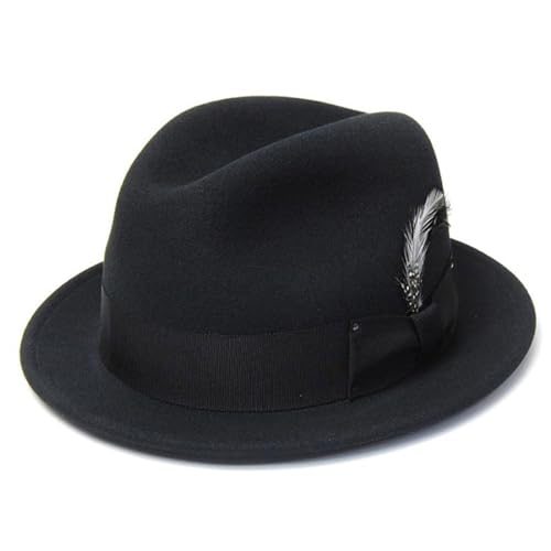 HUIFACAI Eleganter französischer Stil, Trilby-Hut, Damenhut, Karneval, Festival, formelle Versammlung, Federhut, Bandhut, Fedora-Hut für Damen