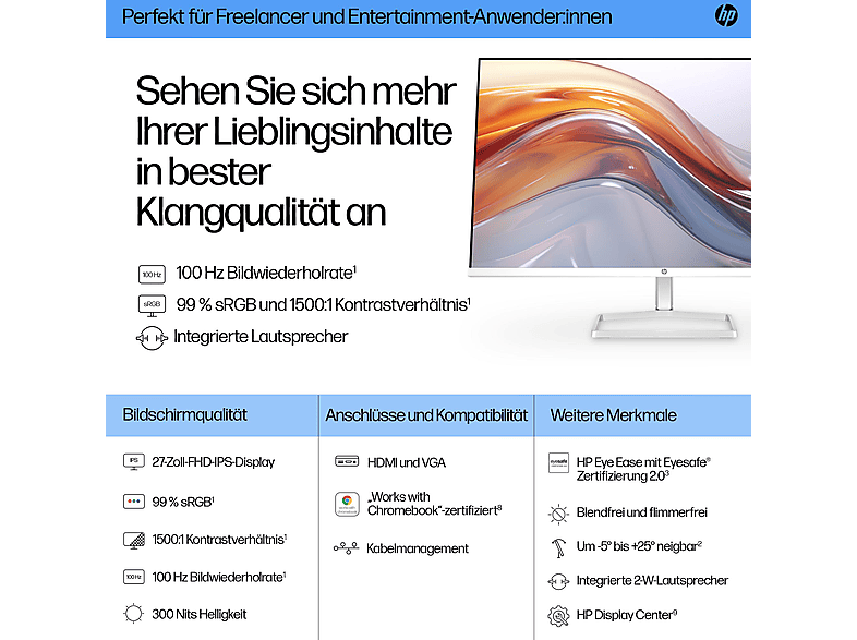 HP 527sa 27 Zoll Full-HD Monitor (5 ms Reaktionszeit, 100 Hz) 2