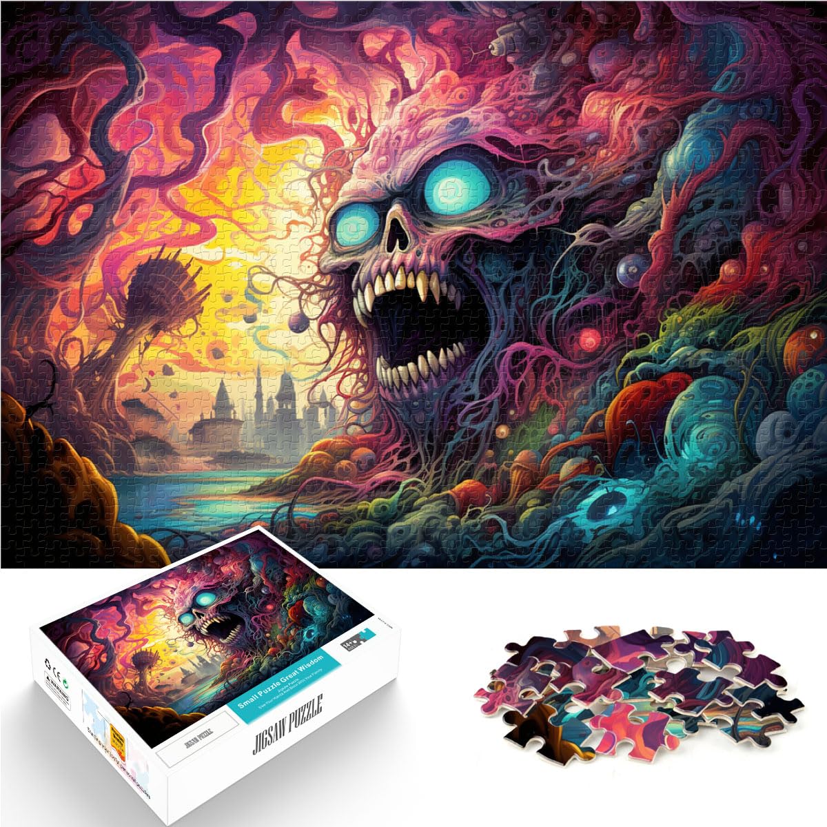 Puzzle für Puzzle Fantasie-Farbdämon Puzzle für Erwachsene 1000-teiliges Holzpuzzle mit passendem Poster und Wissensblatt 1000 Teile (50 x 75 cm)