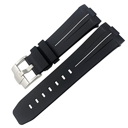 OPKDE Gummi-Uhrenarmband, 23 mm, 22 mm, 24 mm, Uhrenarmband für Tudor Heritage Black Bay Bronze Pelagos Schwarz Rot, wasserdichte Sportarmbänder, 23mm Black buckle, Achat