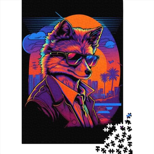 Puzzle für Erwachsene mit 1000 großen Teilen, Red Fox Butcher Gangster, Holzpuzzle für Erwachsene und Jugendliche als Geburtstagsgeschenk für Erwachsene, Jungen und Mädchen, 75 x 50 cm