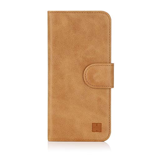 32nd Premium Series - Leder Mappen Hülle Case Flip Cover für Samsung Galaxy S10, Entwurf gemacht Mit Kartensteckplatz, Magnetverschluss und Standfuß - Camel