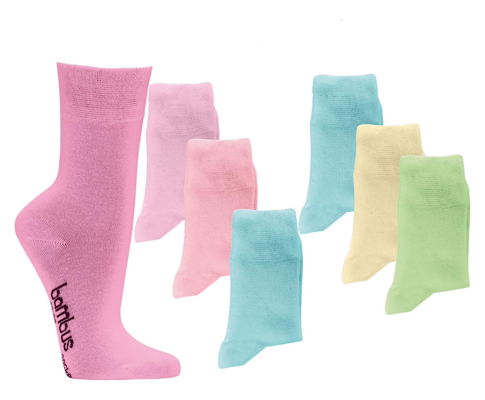 6 Paar Paar Bambus Socken pastell Bambussocken Softrand ohne Gummi Damen Mädchen W (35/38)