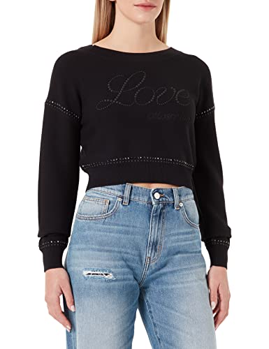 Love Moschino Womens Cropped fit Pullover Sweater, Black, 44