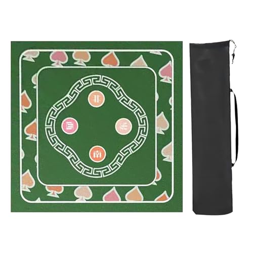 DUBTEDHOU Mahjong Tischmatte,Kachel Spiele Tischabdeckung, Quadratisch mit Aufbewahrungstasche, rutschfeste Spieltischmatte, verdickte Mahjong-Tischmatte, for Mahjong Poker(Green,80x80cm/31x31in)