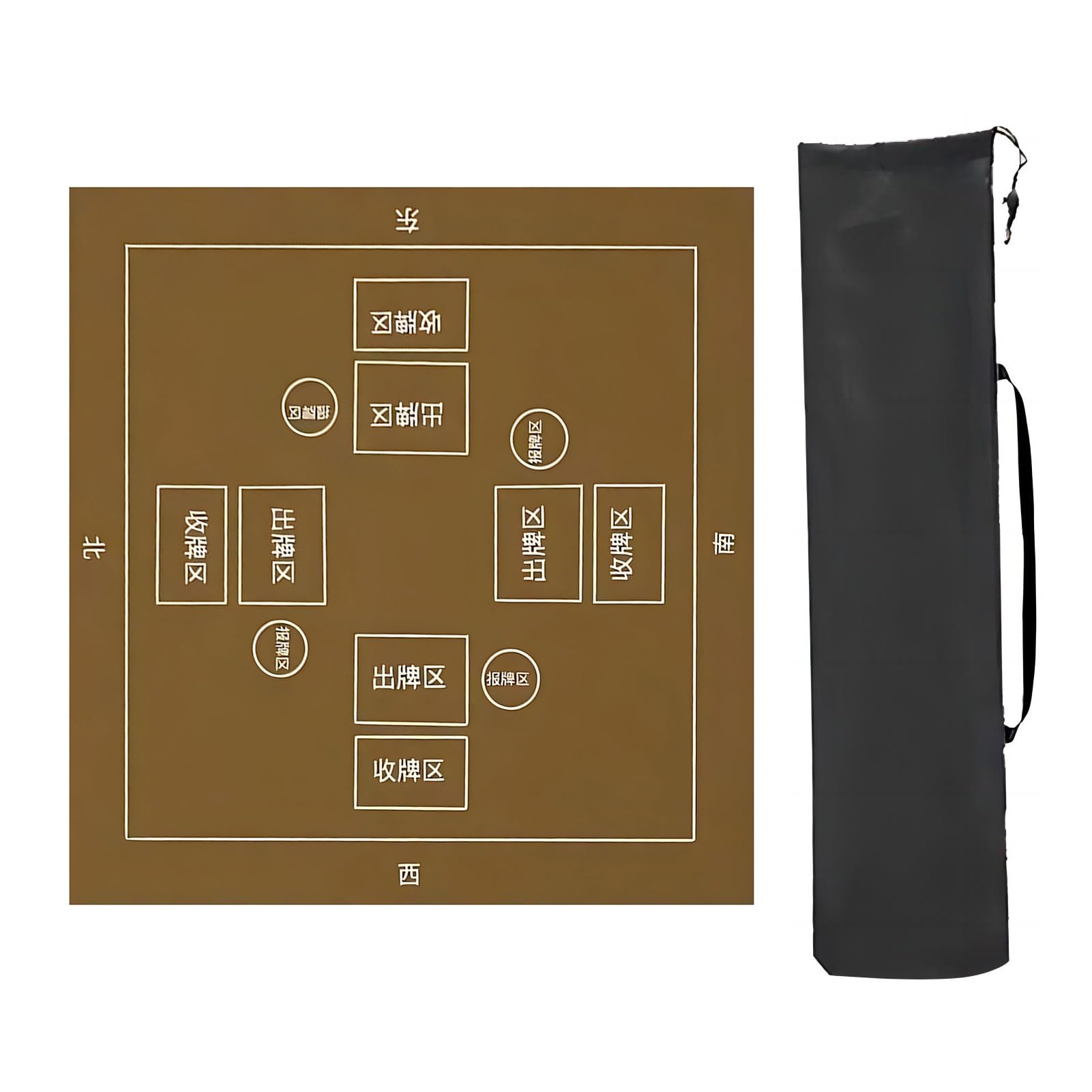 Mahjong Tischmatte,Kachel Spiele Tischabdeckung, For Tisch mit Regeln, verdickte, rutschfeste und geräuschreduzierende Mahjong-Matte, for Mahjong-Spiele und Pokerspiele(Brown,70x70cm(27.55x27. 55in))