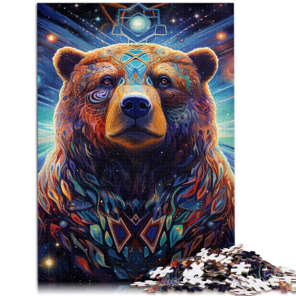 Puzzles Geschenk Kunst Tier Bär Schwieriges, anspruchsvolles Puzzle 1000-teiliges Holzpuzzle mit vollständig ineinander greifenden und zufällig geformten Teilen 1000 Stück (50 x 75 cm)