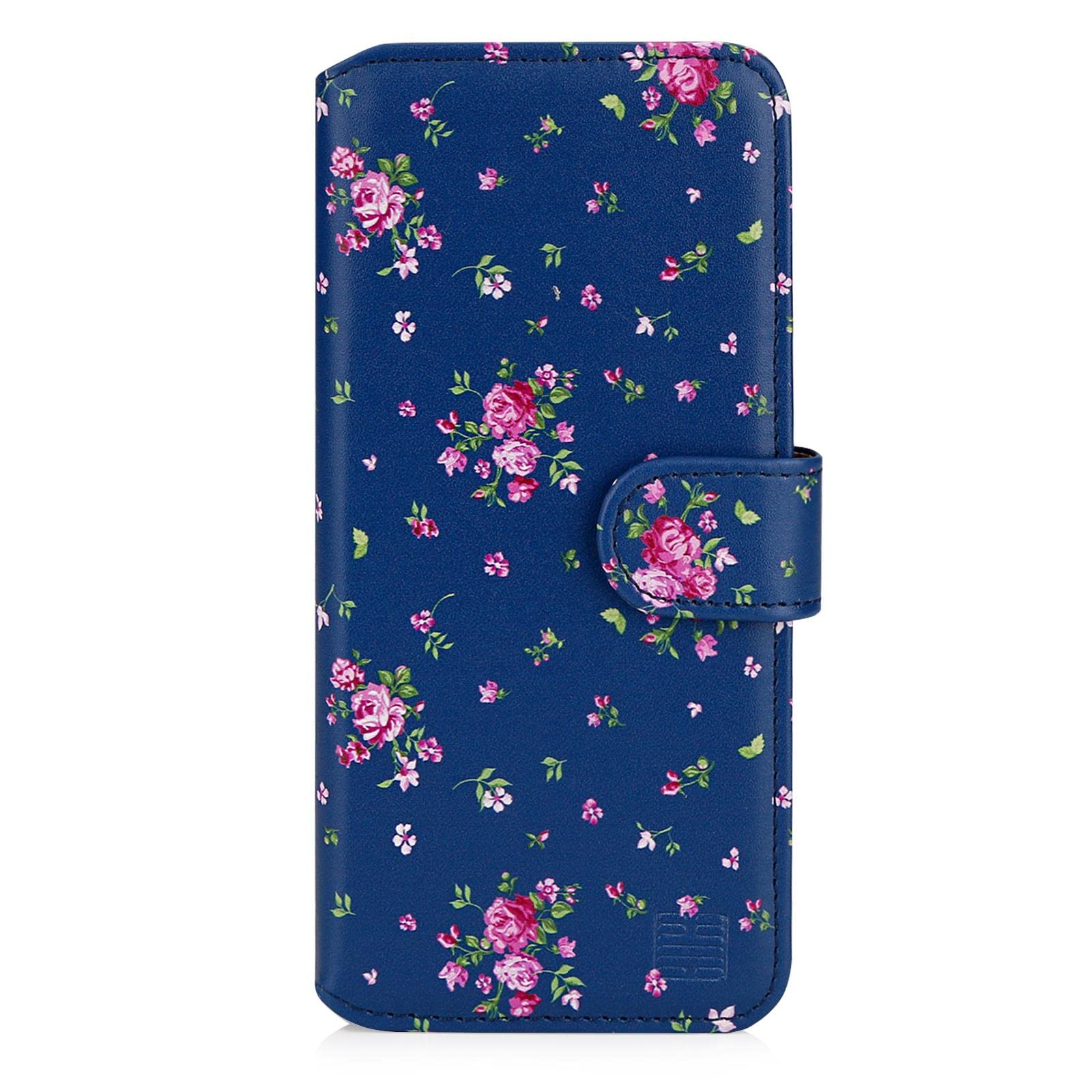 32nd Blumen Series 2.0 - PU Leder-Mappen-Hülle Case Cover für Nokia G10 & G20, Blumendesign hüllen Entwurf gemacht Mit Kartensteckplatz und Magnetverschluss - Weinlese-Rosen-Indigo