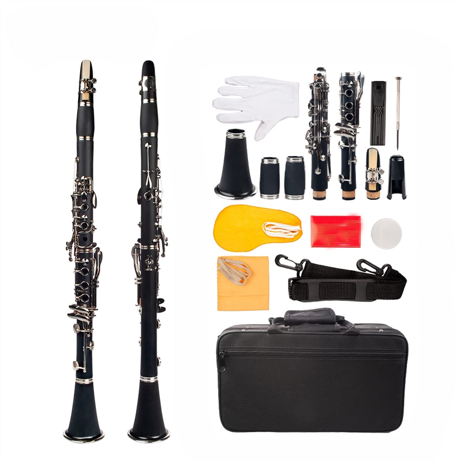 Klarinetten Black BB-Klarinette. Abs Klarinette 17-Key Cupronickel Plattiertes Nickel-Kit Mit Klarinette + Reeds + Strap + Fall Standard Klarinette