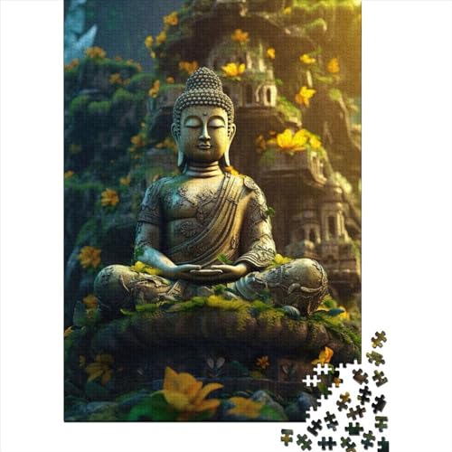 Sakura-Buddha-Puzzle, 1000-teiliges Puzzle für Erwachsene und Teenager, großes Holzpuzzle für Erwachsene, nachhaltiges Puzzle für Erwachsene (75 x 40 cm)