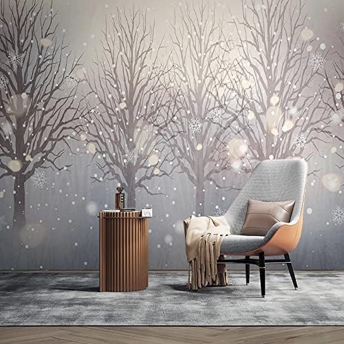 XLMING Einfache Waldbäume Schneelandschaft 3D Tapete Home Dekoration Wohnzimmer Sofa Schlafzimmer Tv Hintergrund Wand-350cm×256cm