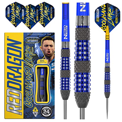 RED DRAGON Luke Humphries TX2 Atomised 24 Gramm Premium Wolfram Darts Set mit Flüge und Stielen