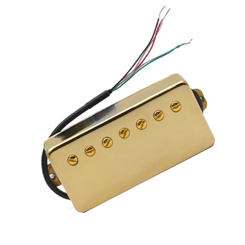 Goldfarbene 7-Saiter-Gitarre mit Messingabdeckung, Humbucker-Steg-Tonabnehmer, verstellbarer Schraubspulen-Spalt-Tonabnehmer Single-Coil-Tonabnehmer