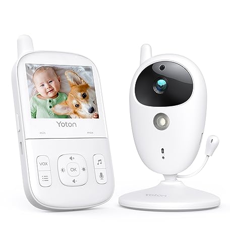 YOTON Babyphone mit Kamera und Audio, 2,5 Zoll HD Babyfon mit 12 Stunden Akkulaufzeit, Tag- und Nachtansicht, Eco-Mode,2-Wege-Audio Temperaturüberwachung und Wiederaufladbar Bildschirm 480P