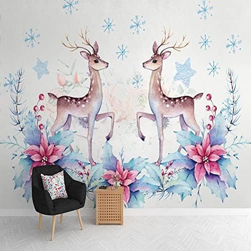 XLMING Blume Elch Tier Kinderzimmer 3D Tapete Home Dekoration Wohnzimmer Sofa Schlafzimmer Tv Hintergrund Wand-150cm×105cm