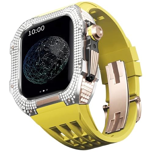 TONECY Gummiarmband, Lünette, Titanlegierung, für iWatch SE/4/5/6, Apple Mod Watch, Zubehör, Ersatzarmband aus Edelstahl für iWatch SE Serie, 44 mm