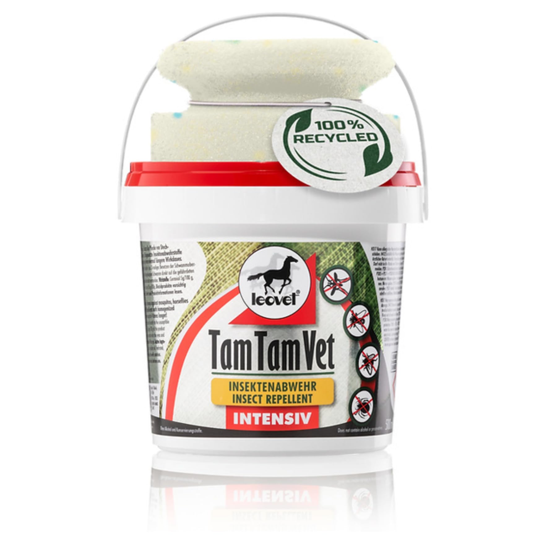 RL24 leovet - Tam Tam Vet Intensiv Gel | Insektenschutz für Pferde | Insektenabwehr mit 4-Fach verstärkter Wirkdauer | Schutz vor Mücken, Bremsen & Zecken | 1 x 500 ml Eimer mit Schwamm