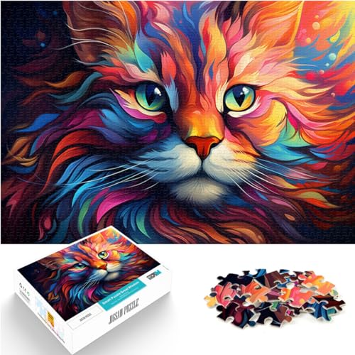 Spielzeug-Puzzle, farbenfrohe psychedelische Graffiti-Katzenkunst, für Erwachsene, 1000 Teile, Holzpuzzle, Geburtstagsgeschenk, Geschenke für oder, Wandkunst, 1000 Teile (50 x 75 cm)