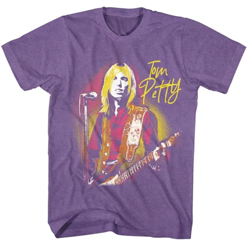 Tom Petty & The Heartbreakers Tom Petty at The Mic T-Shirt für Erwachsene, kurzärmelig, mit Grafik, Violett, Lila Heather, Mittel