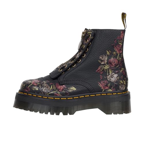 Dr. Martens Damen Sinclair 8 Eye Leder Plateau Stiefel, Schwarz – Rosenmuster, 6