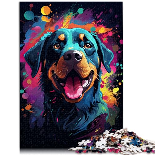 Puzzle Bunter Psychedelischer Rottweiler, 1000 Teile, Puzzle für Erwachsene. Das Holzpuzzle ganze Familie und die 1000 Teile (50 x 75 cm)