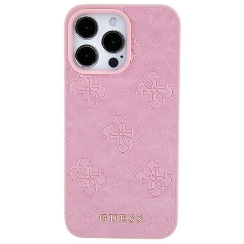 GUESS GUHCP15SP4EPMP Hülle für iPhone 15 6.1" Rosa hardcase Leather 4G Stamped