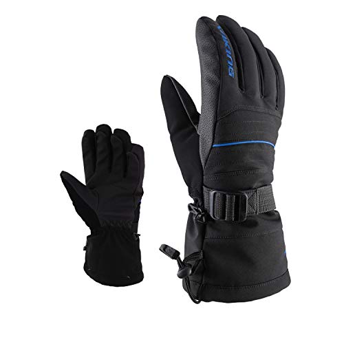 VIKING Ski and Snowboard Gloves - Cuff Puller - Wrist Puller - Anti-Slip Palm - Durable Fabric - Bormio, Black/Blue, 7