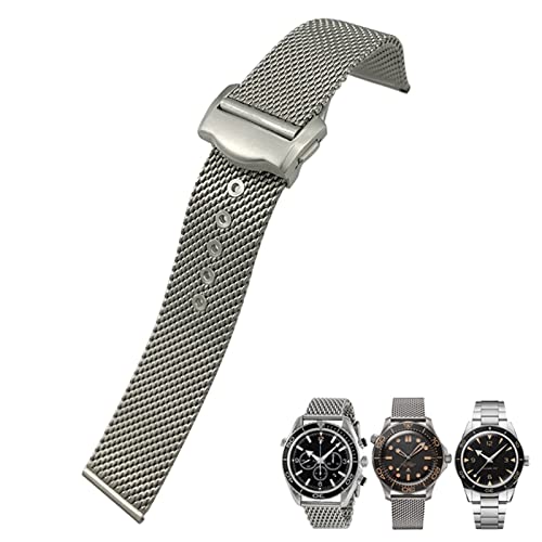 SCRUBY Für Omega 007 Seamster 300 Siver Metallgewebtes 20-mm-Uhrenarmband aus 316L-Edelstahl