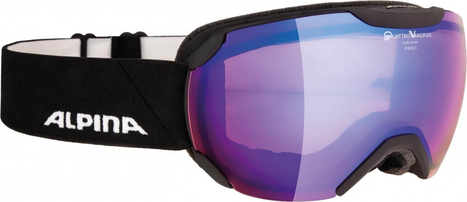 Alpina Pheos Small Quattro-Varioflex M Skibrille (832 black matt, Scheibe: QUATTRO-VARIOFLEX MIRROR blue (S2))