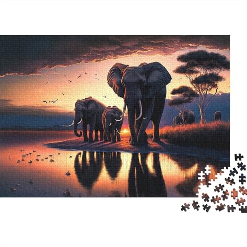 1000 Teile für Erwachsene, schwierige Puzzles, Elefanten, Holzpuzzles für Teenager, Geschenke, Spielspielzeug für Erwachsene, Familienpuzzles, Geschenk (Größe 75x50cm)