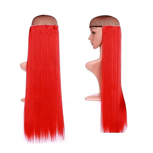 Clip-in-Haarverlängerungen Synthetische Haarverlängerung, 66 cm, hellblond, Clip-in-Haarverlängerung, langes, glattes, natürliches Ombre-Blond-Haarteil for Frauen Clip-in-Haarverlängerungen aus Echtha