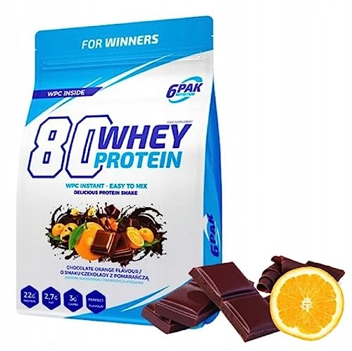 6PAK Nutrition - 80 Whey Protein - Protein-Ergänzung - Molkenproteinkonzentrat (WPC) - Muskelmasse - 908g Pulver - Geschmack: Erdnussbutter-Banane (Schokolade und Orange)