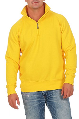 Happy Clothing Herren Pullover halber Reißverschluss ohne Kapuze, Größe:XS, Farbe:Gelb