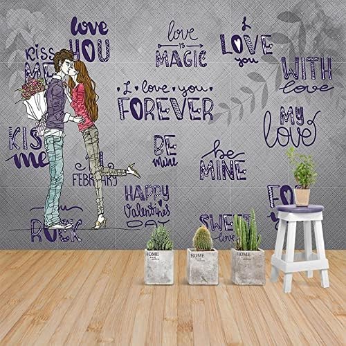 Romantische Cartoon-Liebes-Muster Valentinstag Verlobung Hochzeit 3D Tapeten Wanddekoration Fototapete Sofas Wohnzimmer Wandbild Schlafzimmer-430cm×300cm