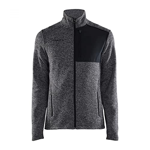 Craft ADV EXPLORE HEAVY FLEECE JACKET | Fleecejacke Herren 3XL | Black-Melange | Gebürstete Innenseite | Brusttasche mit Reißverschluss | Sweatjacke Herren | Activewear für Herren