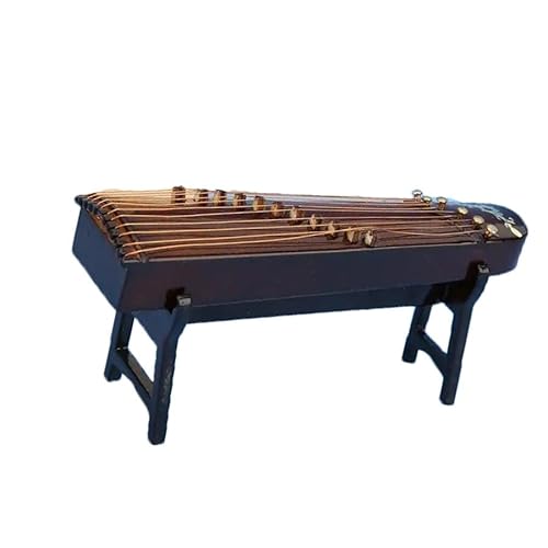 Ornamente für Musikinstrumente Miniatur-Guzheng-Modell Mit Ständer Und Koffer, Mini-Zither, Mini-Musikinstrument, Ornamente, Traditionell Chinesisch (Size : 10cm)