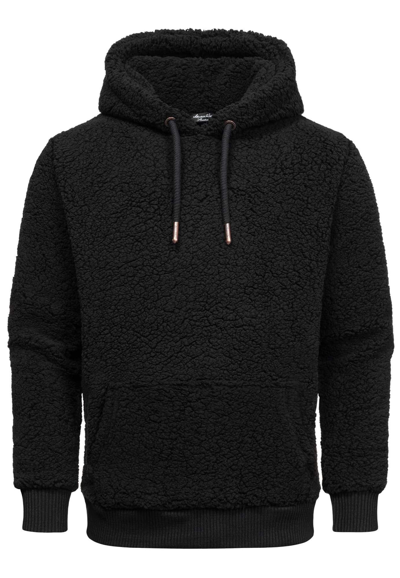 Amaci&Sons Herren Kapuzenpullover Teddyfell Teddy Sweatjacke Plüsch Hoodie Pullover Sweatshirt 4067 Schwarz 3XL