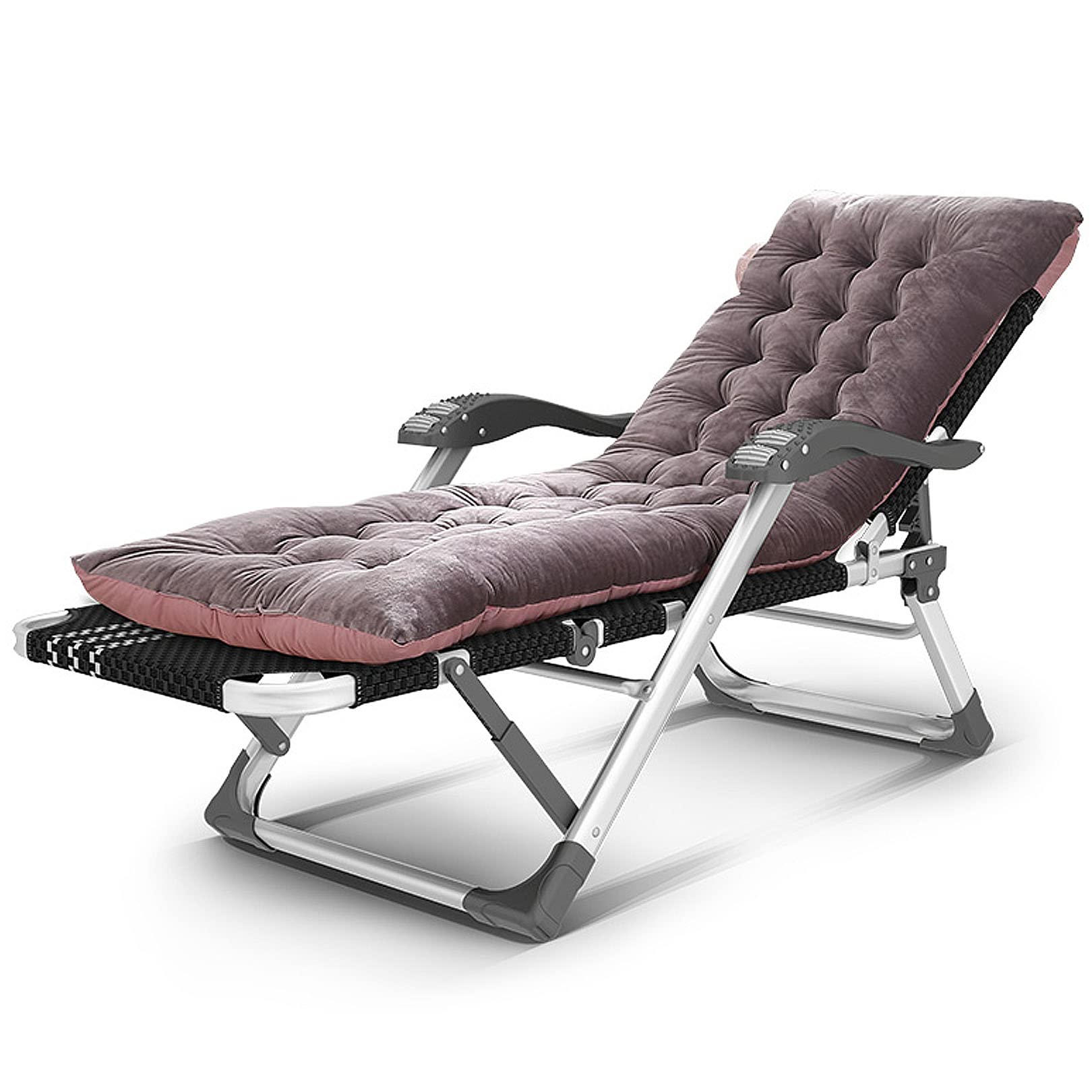 YTGDBDG Sonnenliege Zero Gravity Chair Verstellbarer, klappbarer Campingstuhl, Liegender Strandbett-Chaiselongue-Sessel mit plüschiger Baumwollauflage, 15-Gang-Einstellung