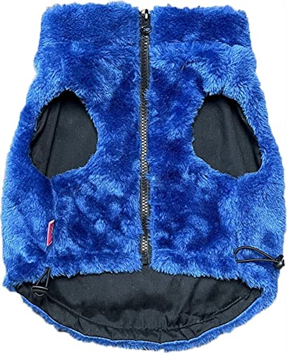 DHGTEP Kunstpelz Hundejacken Winter Warmer Hundemantel Kurze Oberbekleidung Gekürzter Ärmelloser Mantel Weste Gilet für Bulldogge Teddy Shiba Inu (Farbe : Blau, Größe : XXL)