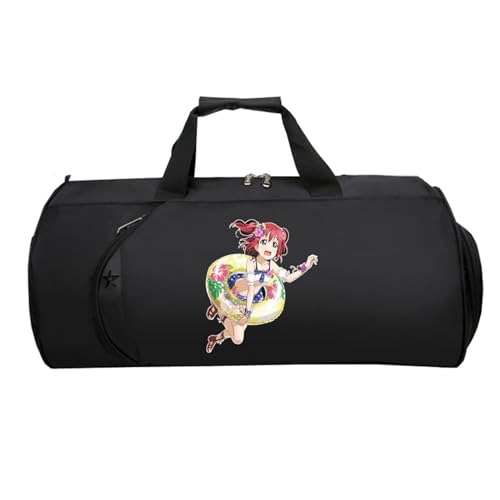 Love-live Reisetasche HandgepäCk, Leichte Faltbare Duffel Taschen, HandgepäCk füR Weekender Herren Damen Flugzeug(Black 1)