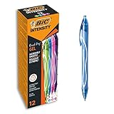 BIC 964826 Gel-ocity Quick Dry Tintenroller, 12 Gelstifte in 4 verschiedenen Farben, Strichstärke Medium, mit gummierter Griff-Fläche