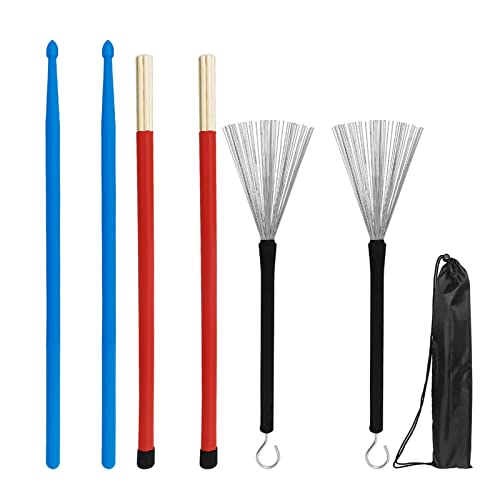 Trommeldrahtbürste + Nylon-Trommelstock + Bundle Stick + Aufbewahrungstasche Percussion-Zubehör Schlagzeug-Set für Erwachsene Schlagzeugbürsten Set Nylon Trommel Nylon für Erwachsene