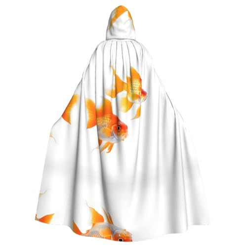 WURTON Niedlicher Goldfisch-Druck, Eleganz, Kapuzenumhang für Halloween, Karneval, Mottopartys, Cosplays, Erwachsene, Unisex