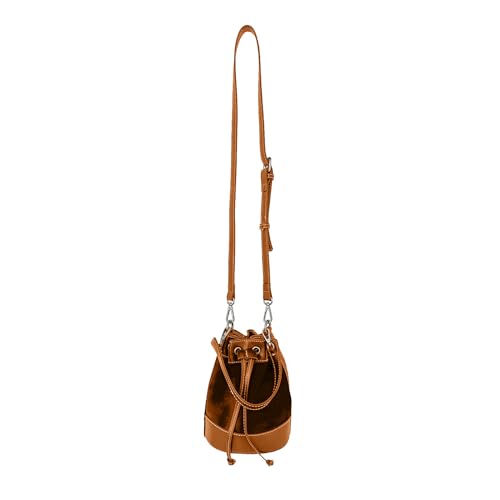 ohodhmnu Damen Tragetasche, 2023 Kordelzug Schultertasche Bucket Bag Einfache Mode Crossbody Tasche Große Kapazität Vielseitige Plüschtasche für Frauen Mädchen, braun, With pendant