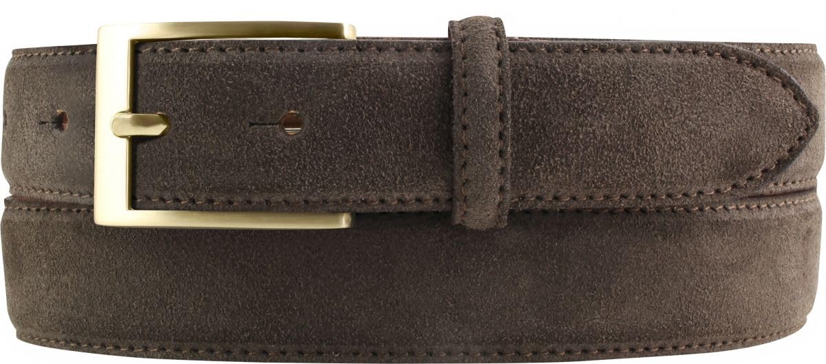 BELTINGER Gürtel aus Veloursleder 3,0 cm | Velour-Ledergürtel für Herren 30mm | Wildleder-Gürtel mit goldener Gürtelschließe | Dunkelbraun 100cm