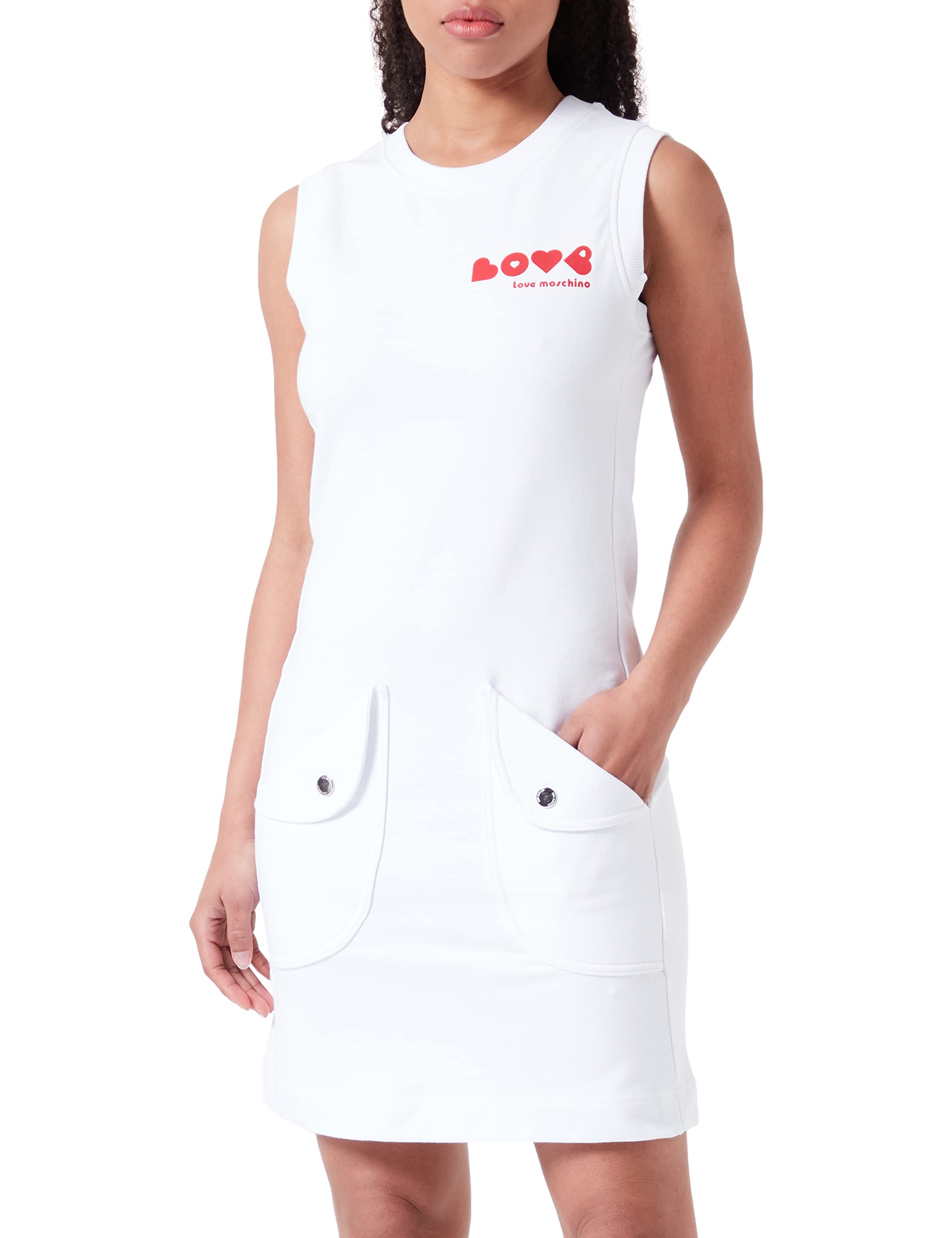 Love Moschino Women's Regular fit Sleeveless Dress, Optical White, 42